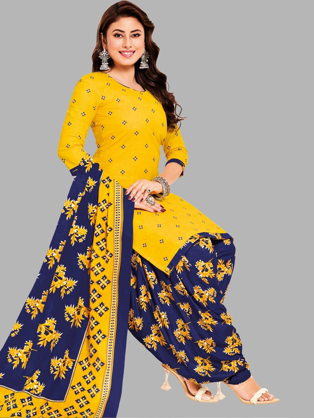 Simmu Printed Pure Cotton Unstitched Dress Material