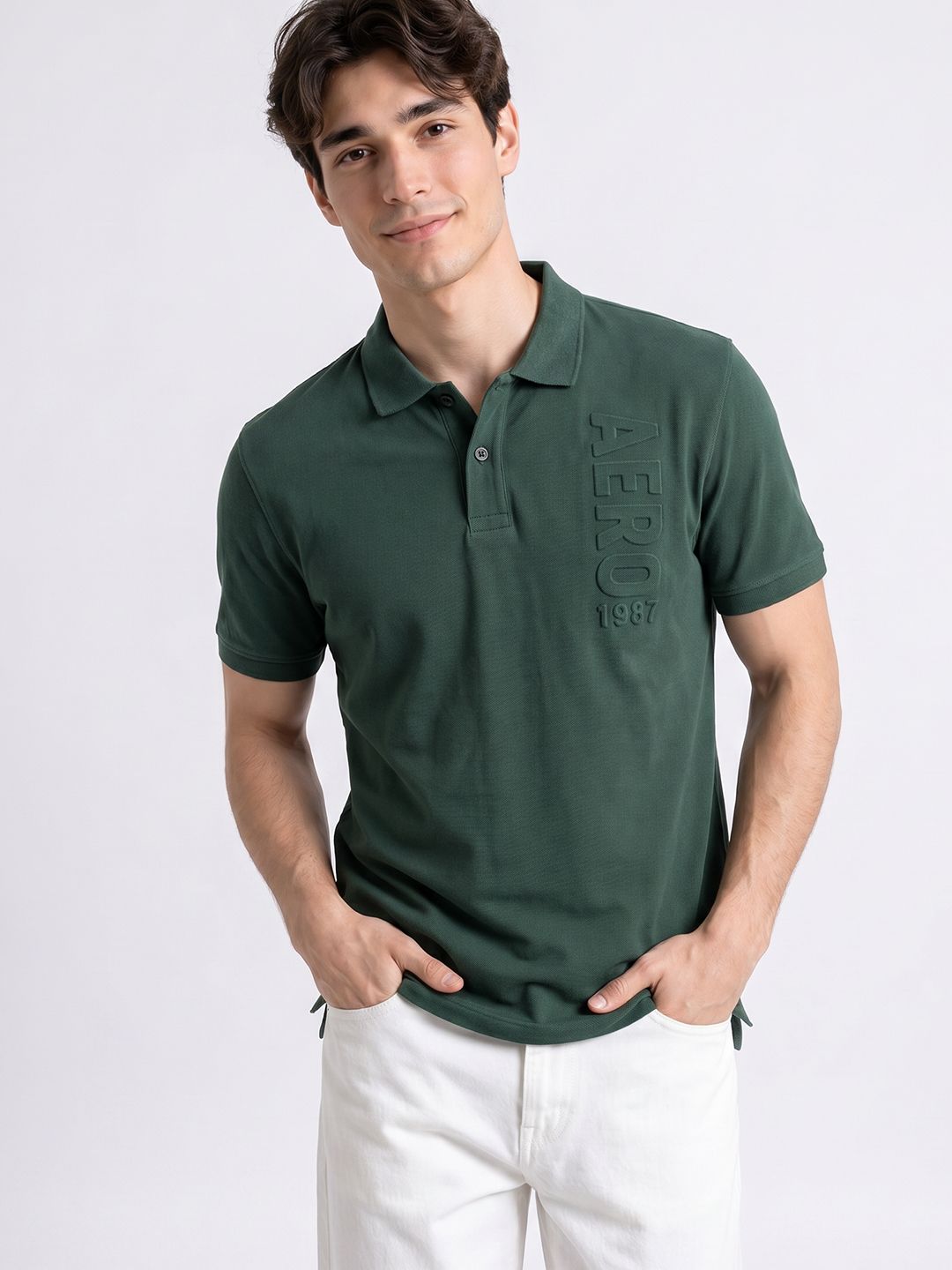 Aeropostale Aeropostale Men Brand Logo Polo Collar T-shirt