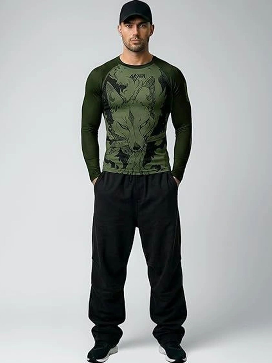 AKIBA Men Printed Compression T-shirt