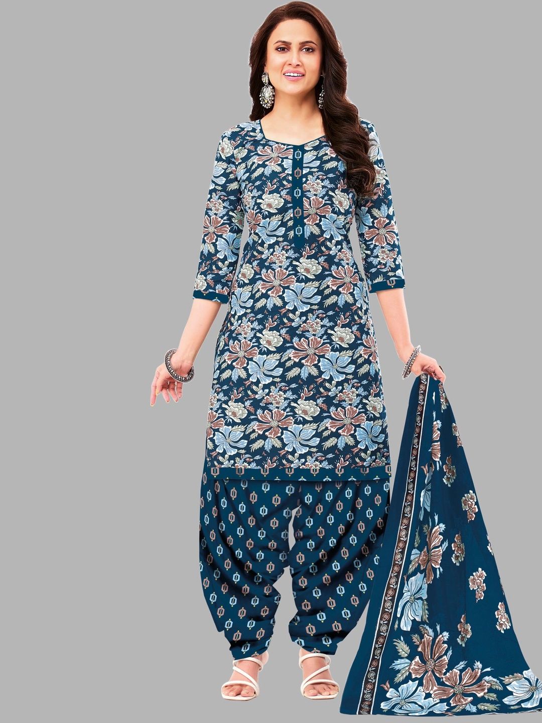 Simmu Printed Pure Cotton Unstitched Dress Material