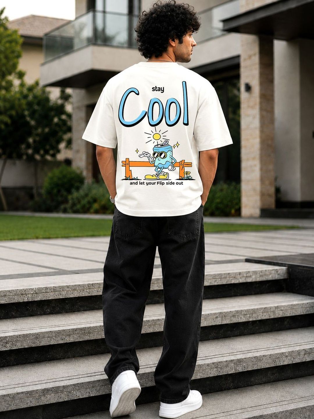 BRAHMOR Men Printed Drop-Shoulder Sleeves T-shirt