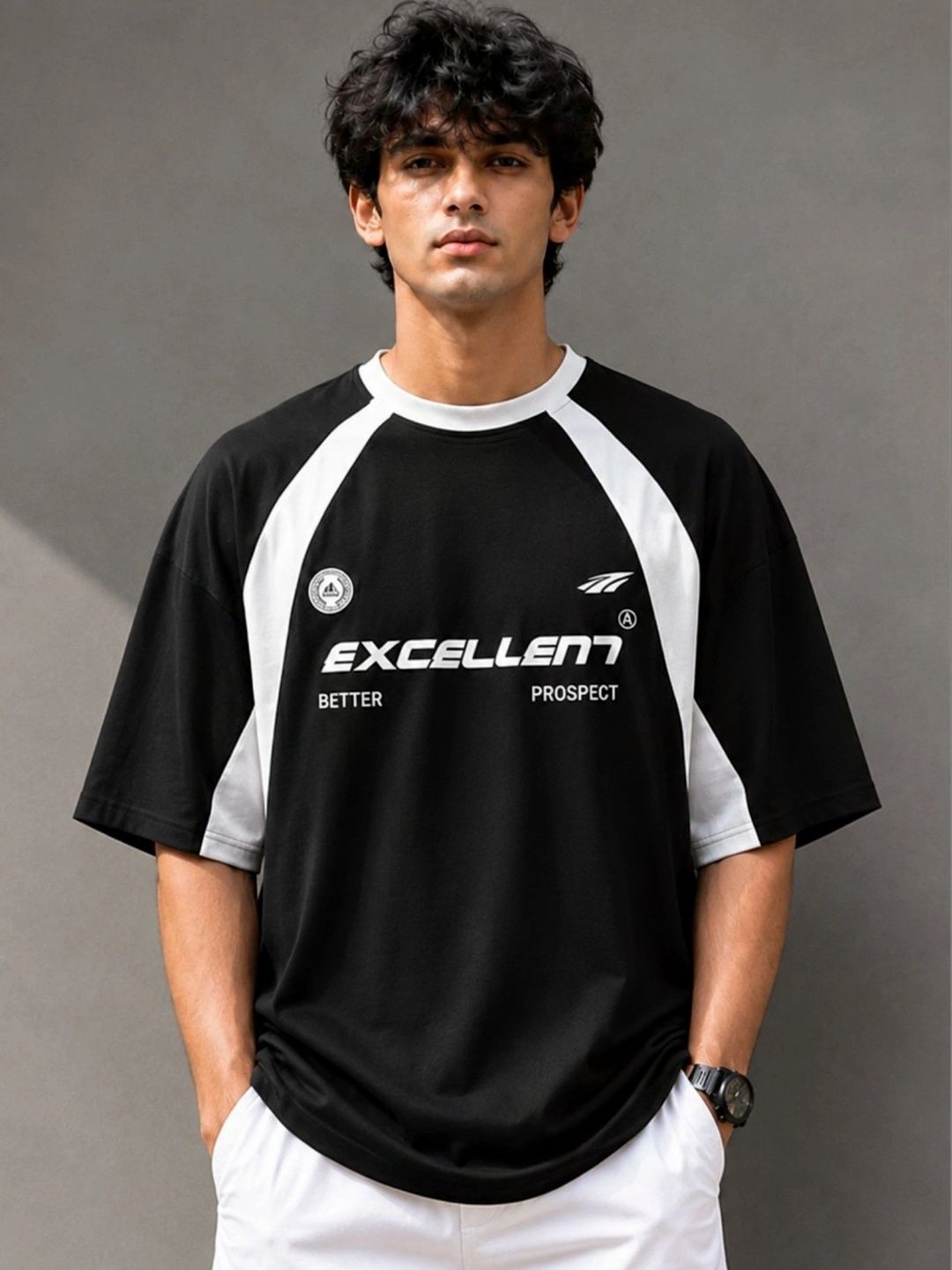 JUMPCUTS Men Typography Colourblocked T-shirt