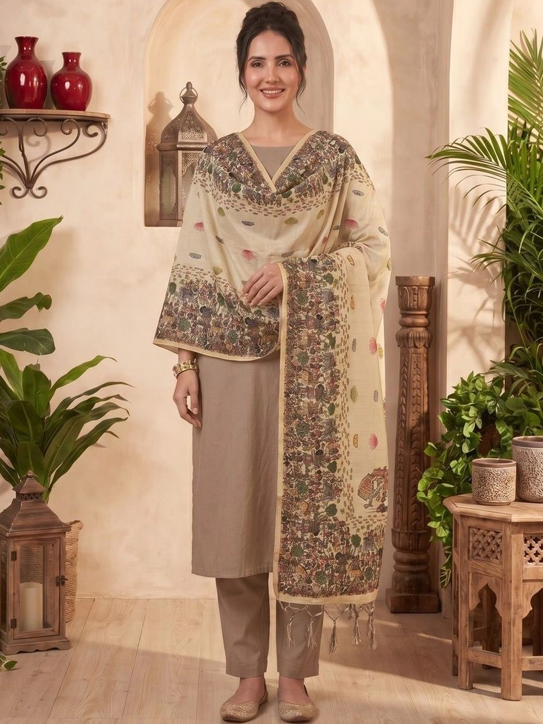 LUMIN KNOT Printed Kalamkari Dupatta