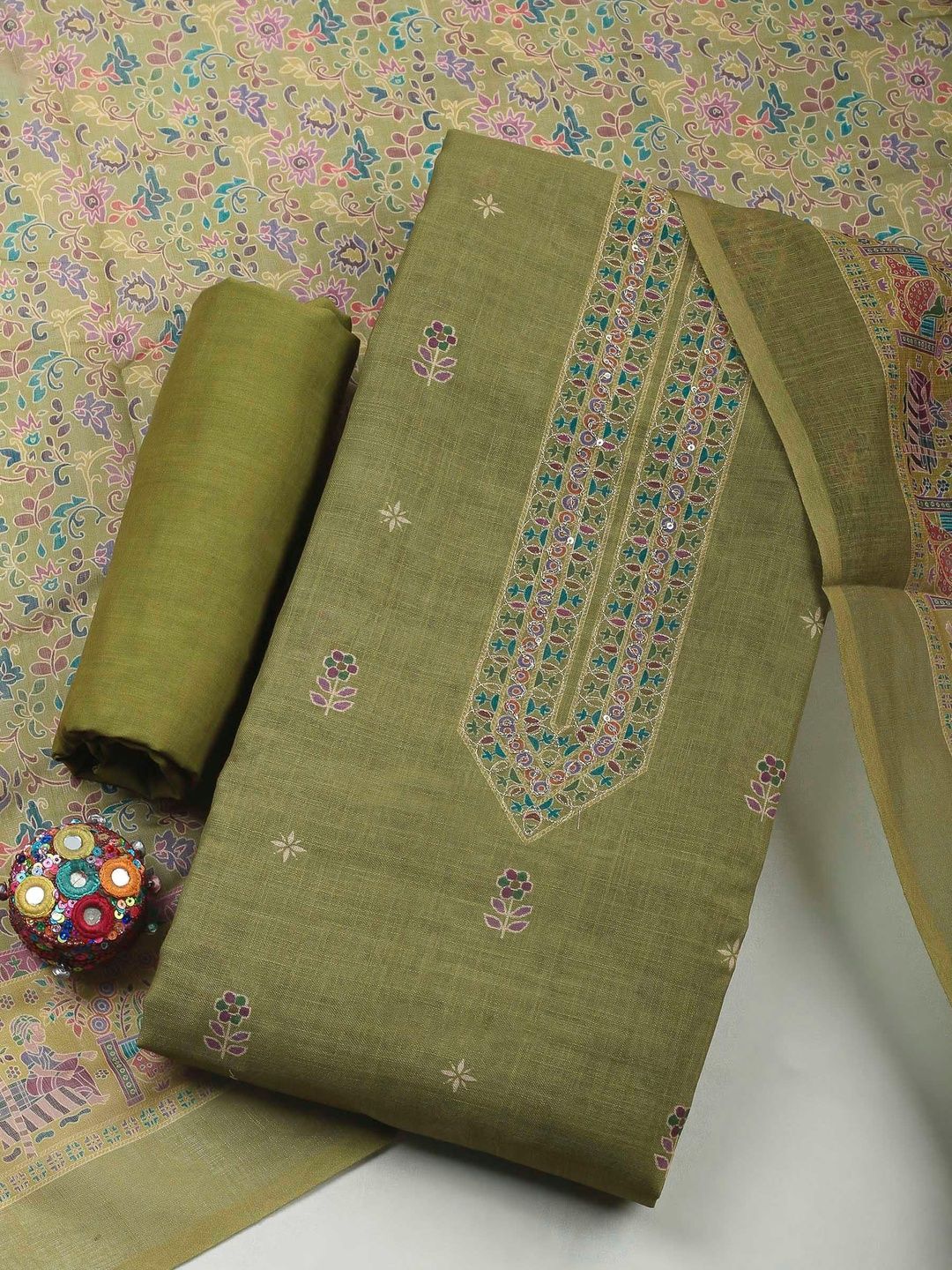 Meena Bazaar Printed Unstitched Dress Material