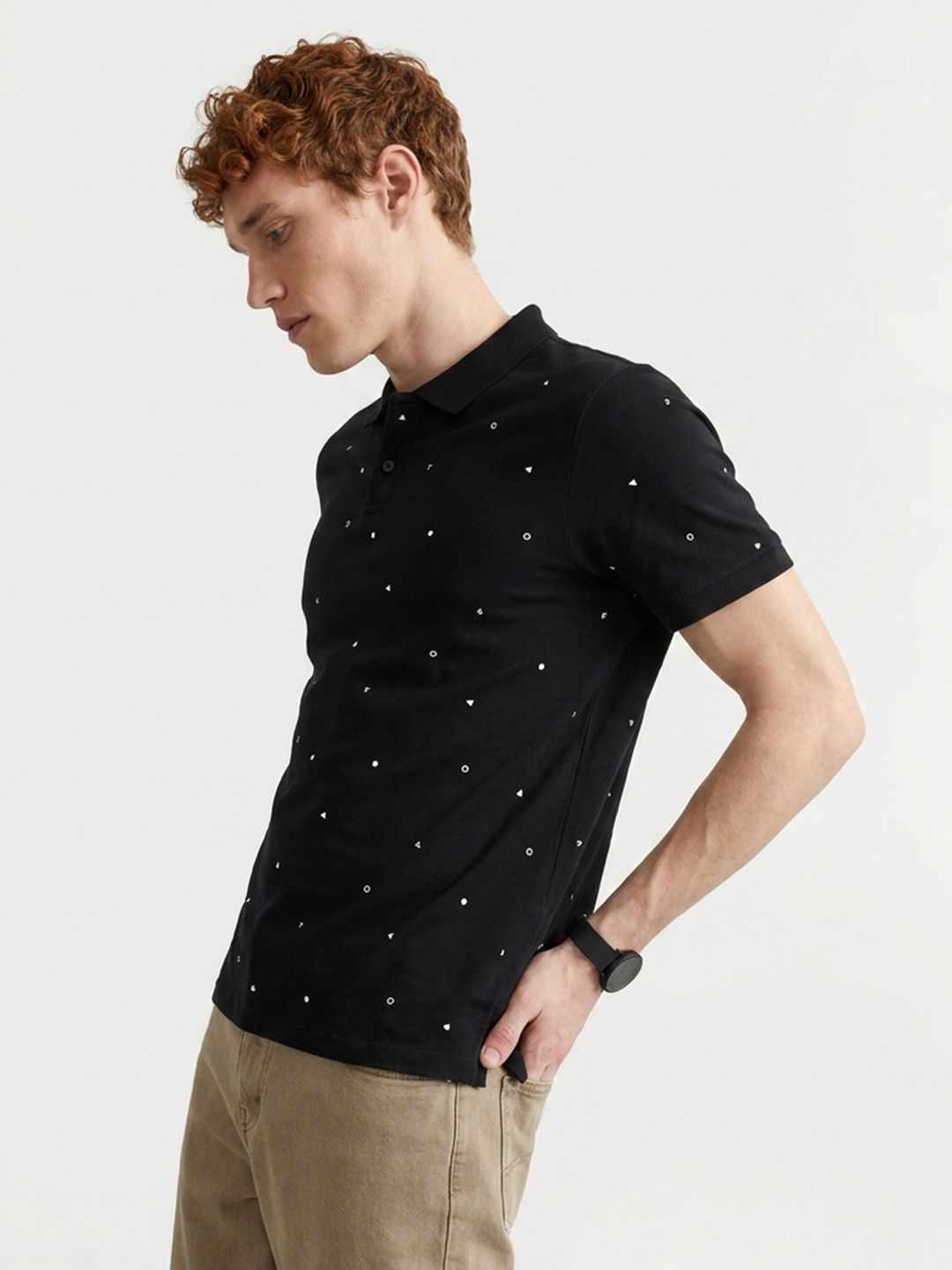 Mast & Harbour Men Printed Polo Collar Pure Cotton T-shirt