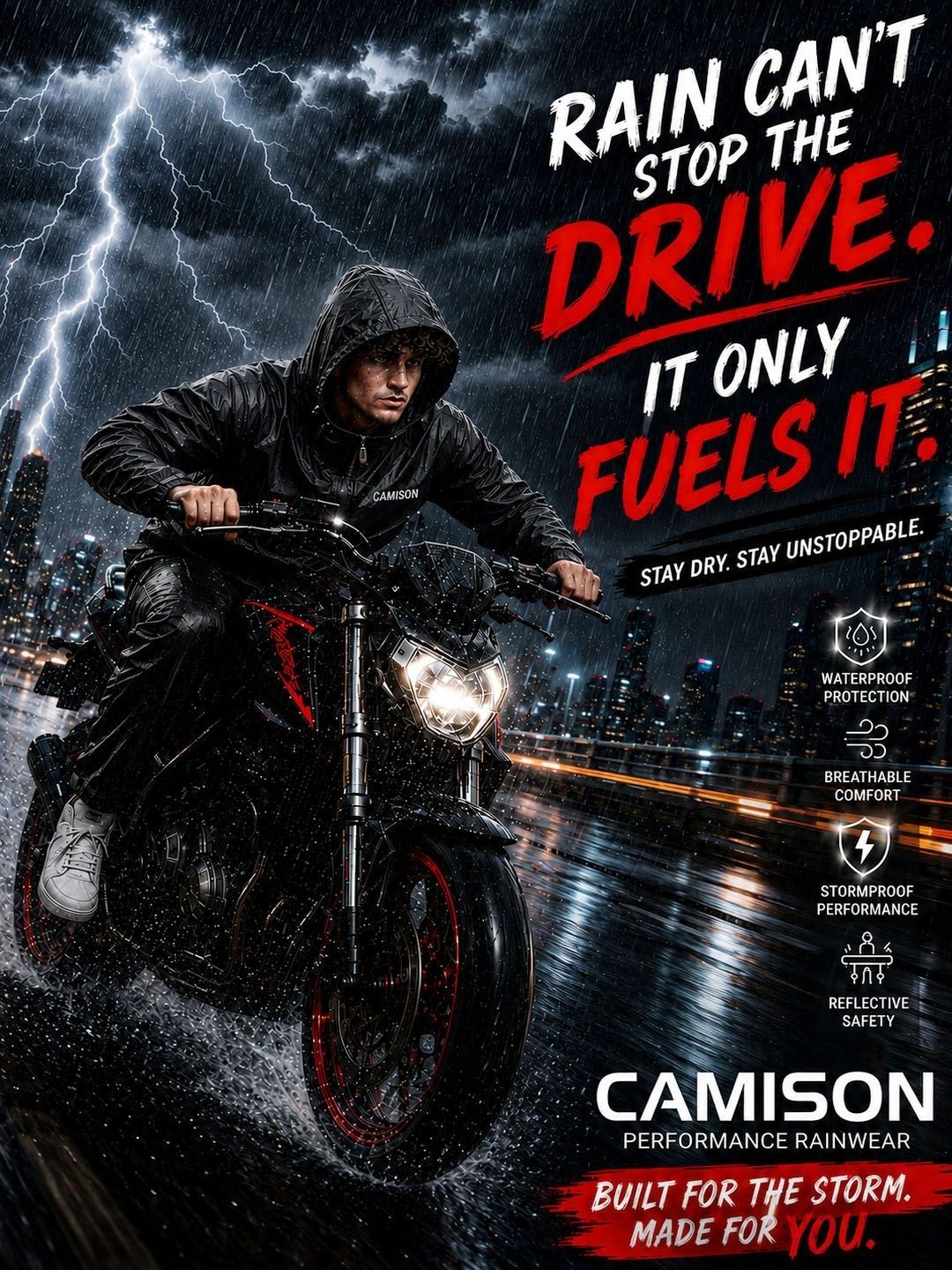CAMISON Hooded Fabulous Reversible Raincoat
