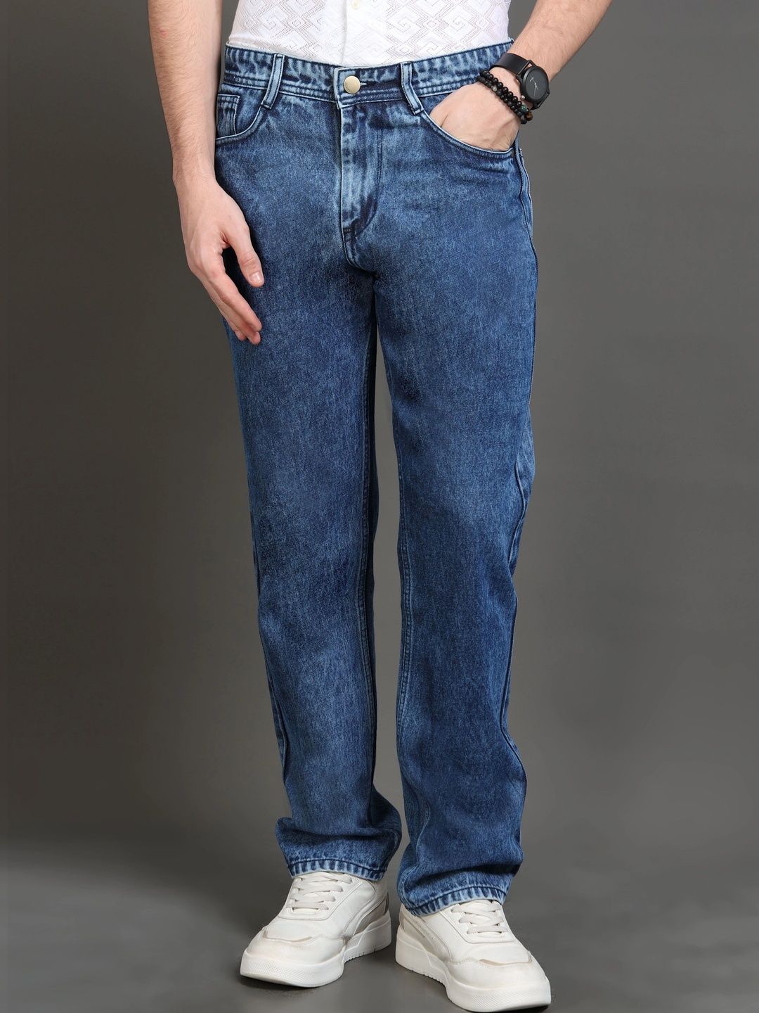 Kolor Fusion Men Loose Straight Fit Mid-Rise Light Fade Jeans