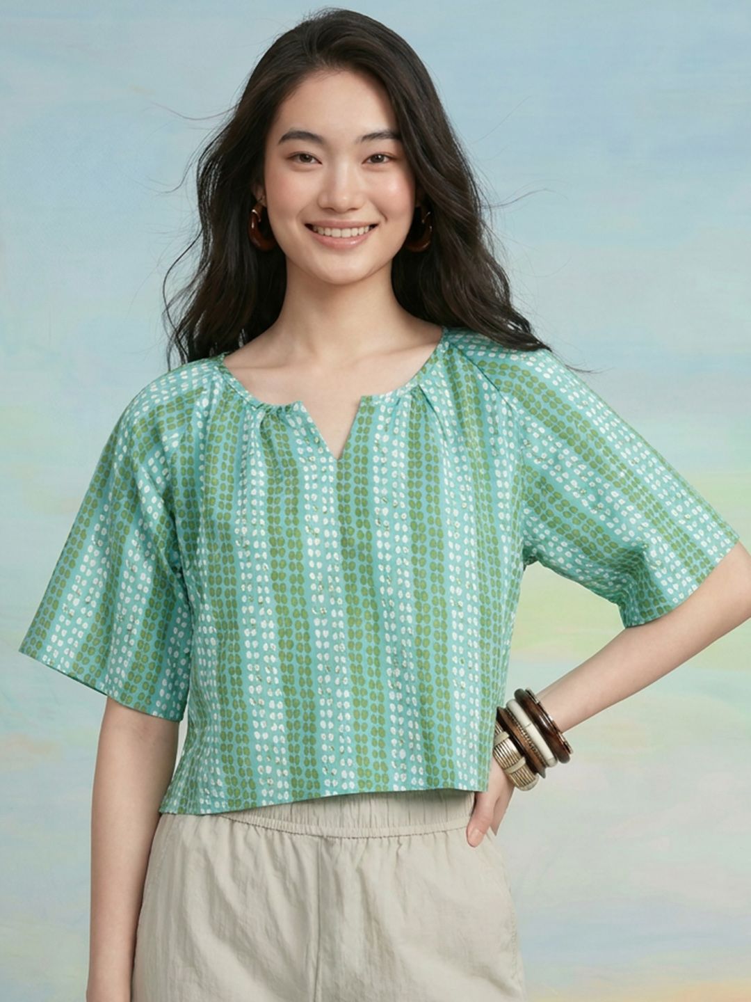ZACCAI ZACCAI Print Cotton Crop Top