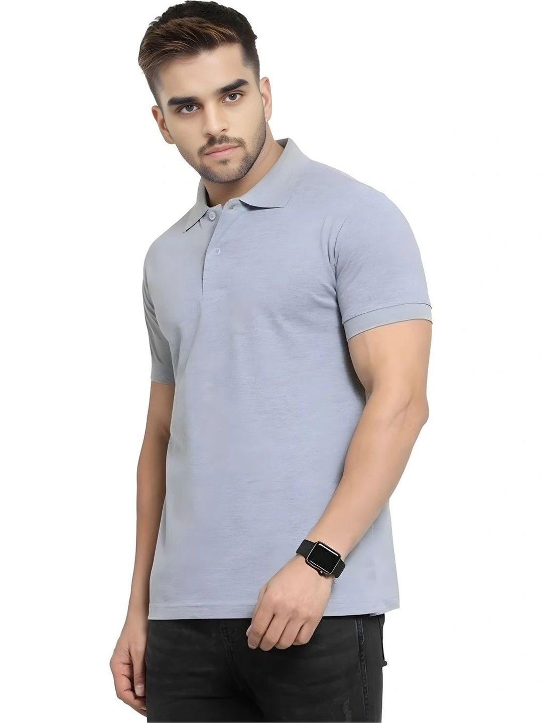 FLORA SHINE Men Polo Collar Slim Fit T-shirt