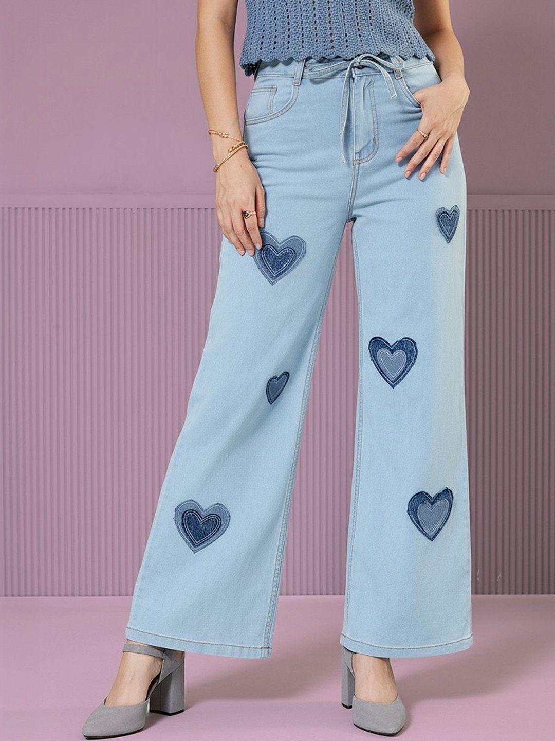 andmary Heart hip flare denim andmary Heart hip highwaist flare