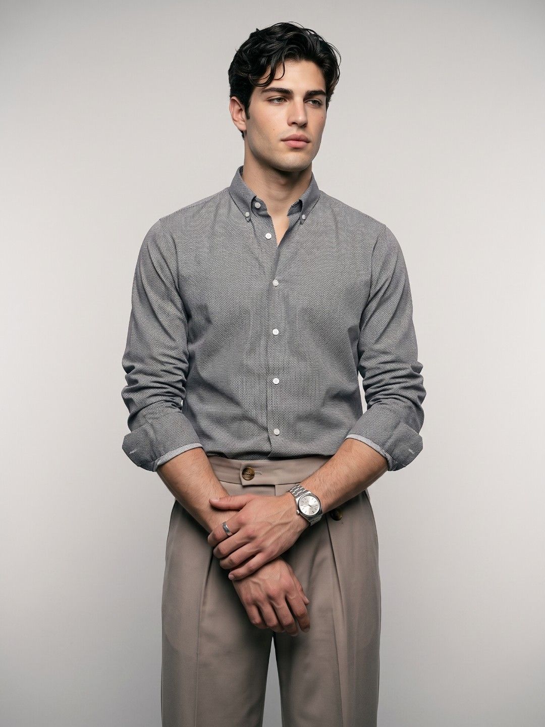 OvrWrk Micro Ditsy Printed Casual Shirt