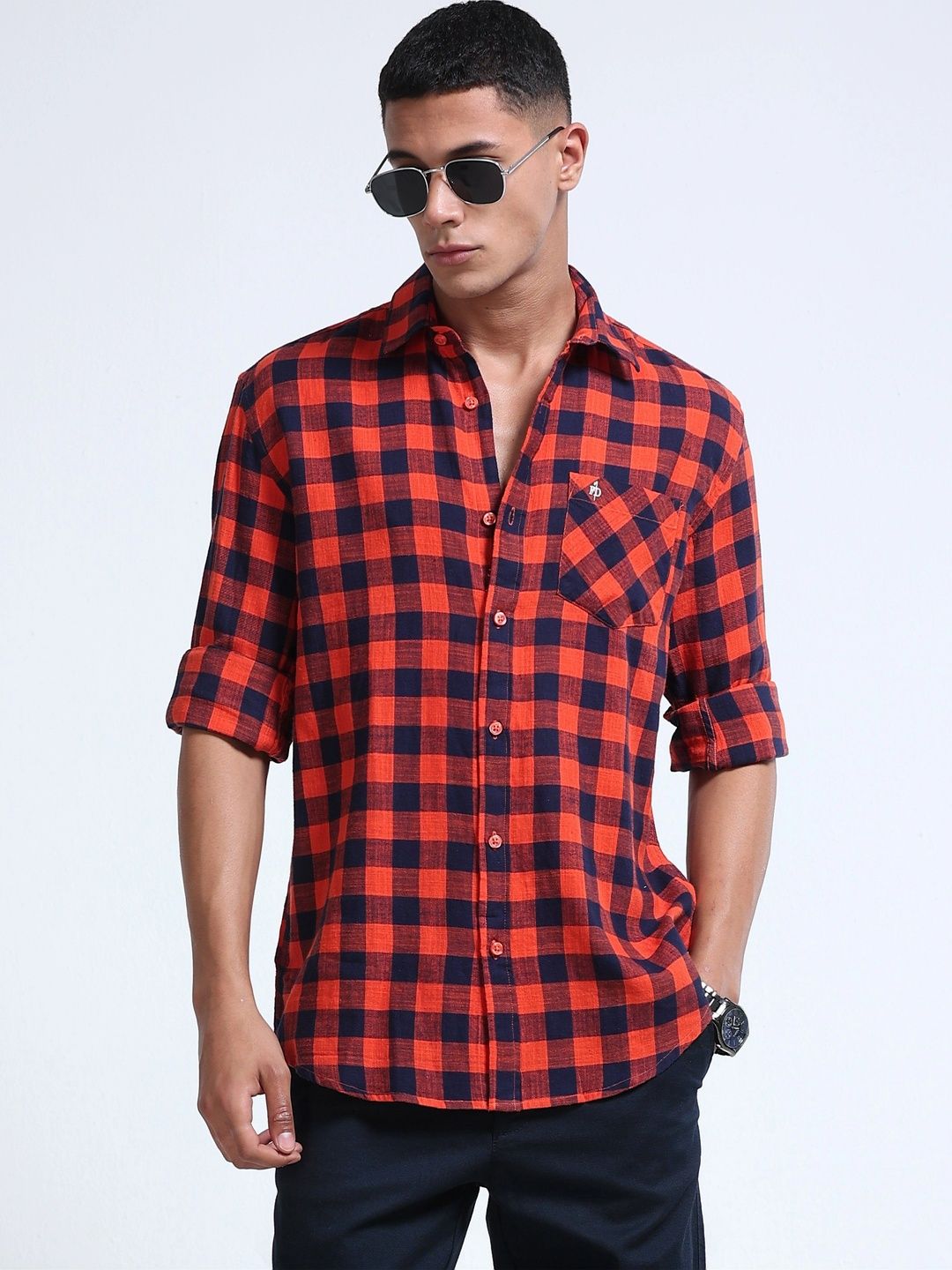 FashionDistrict Men Classic Buffalo Checks Checked Casual Shirt