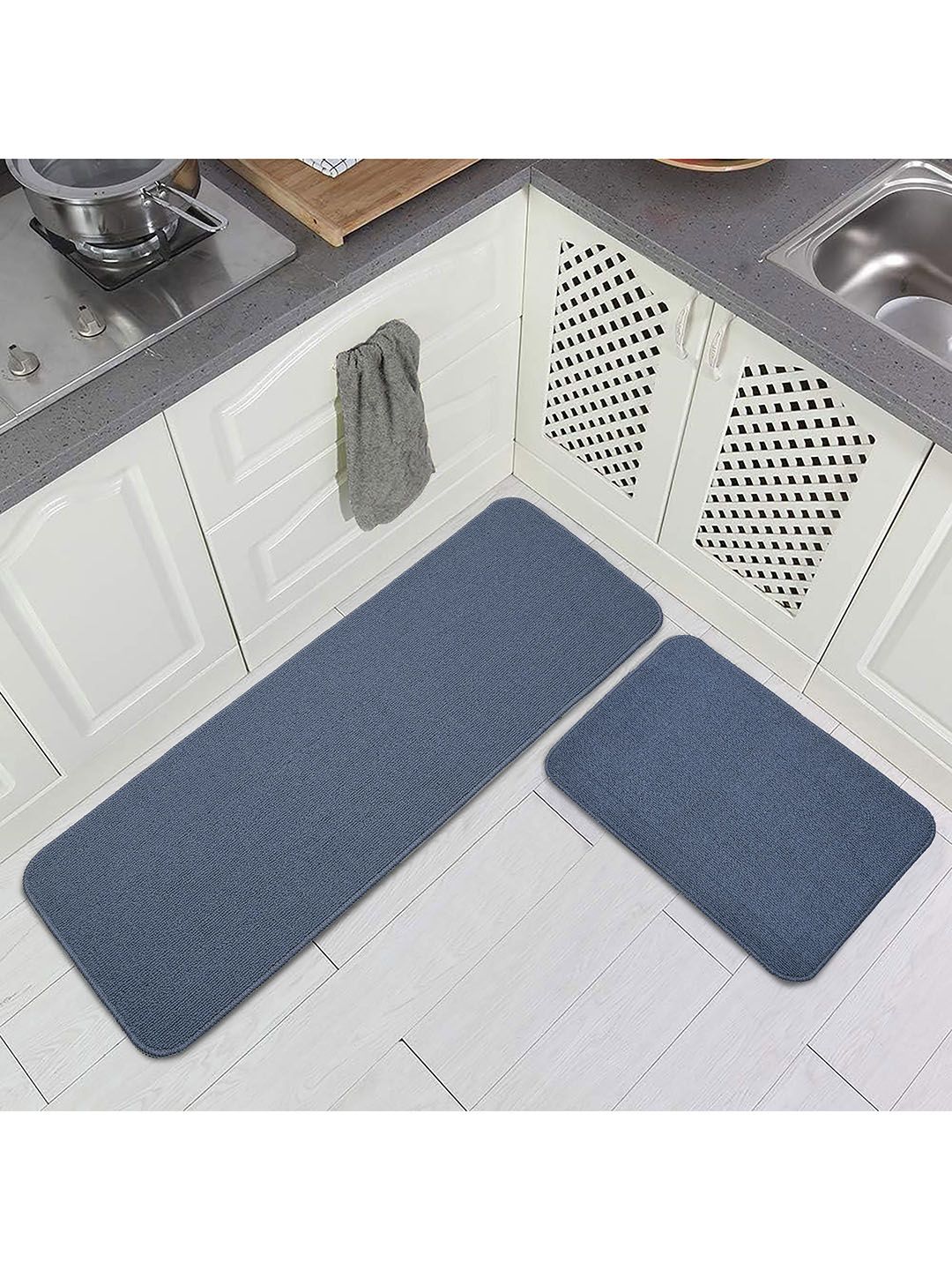 Saral Home 2-Pcs Grey Ant-Skid Floor Runners