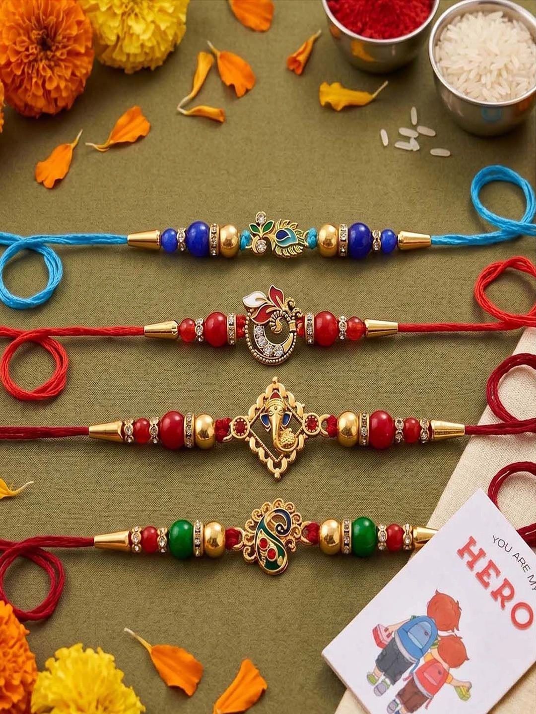 Ascension Set of 4 Rakhi Gift Set With Magnet & Roli Tilak