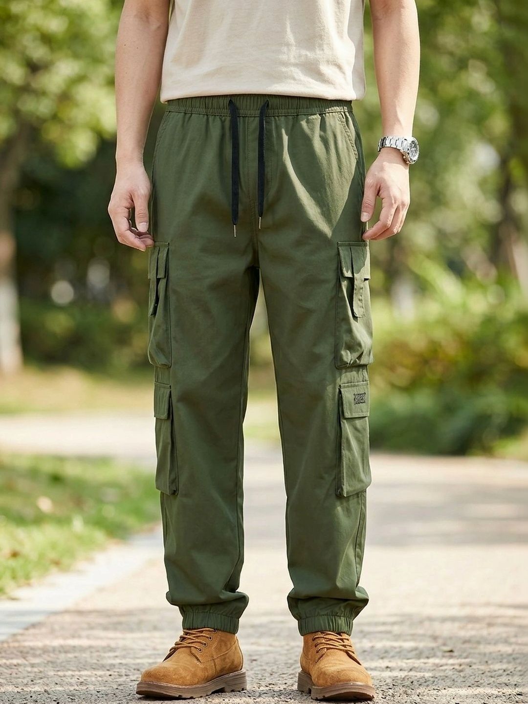 Suo Men Easy Wash Cargos Trousers