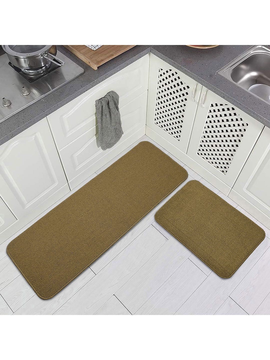 Saral Home 2-Pcs Brown Ant-Skid Floor Runners
