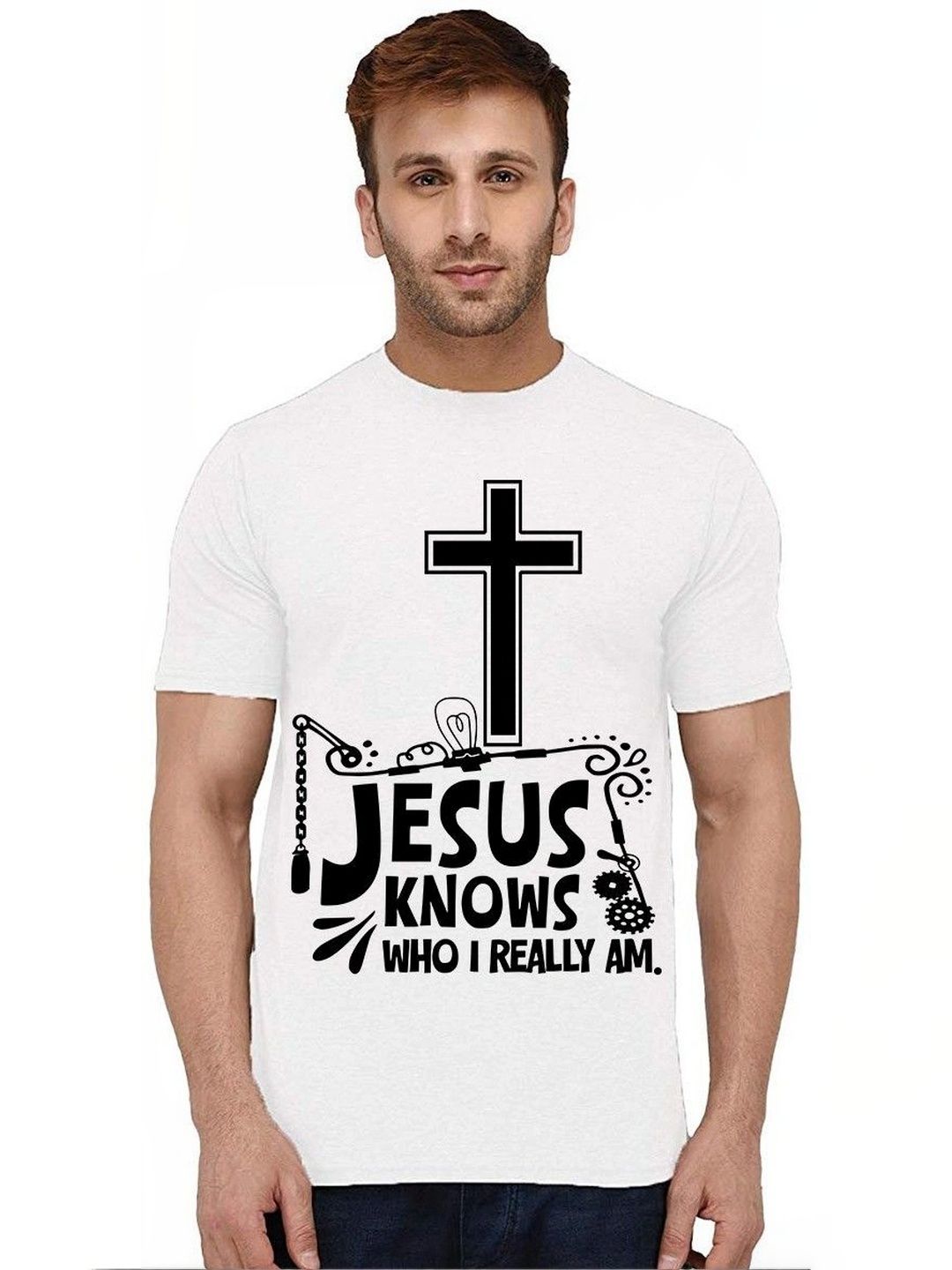 Aseria Men Typography Printed Round Neck Short Sleeves Cotton Regular Fit T-shirt