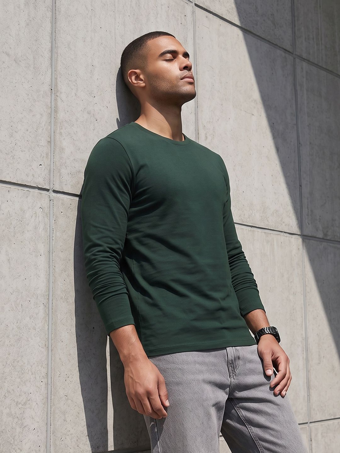 Buy The Roadster Life Co. Long Sleeves Pure Cotton T-shirt