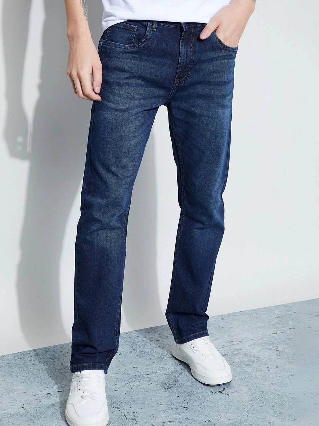 Forca by Lifestyle Men Tapered Fit Mid-Rise Low Distress Jeans