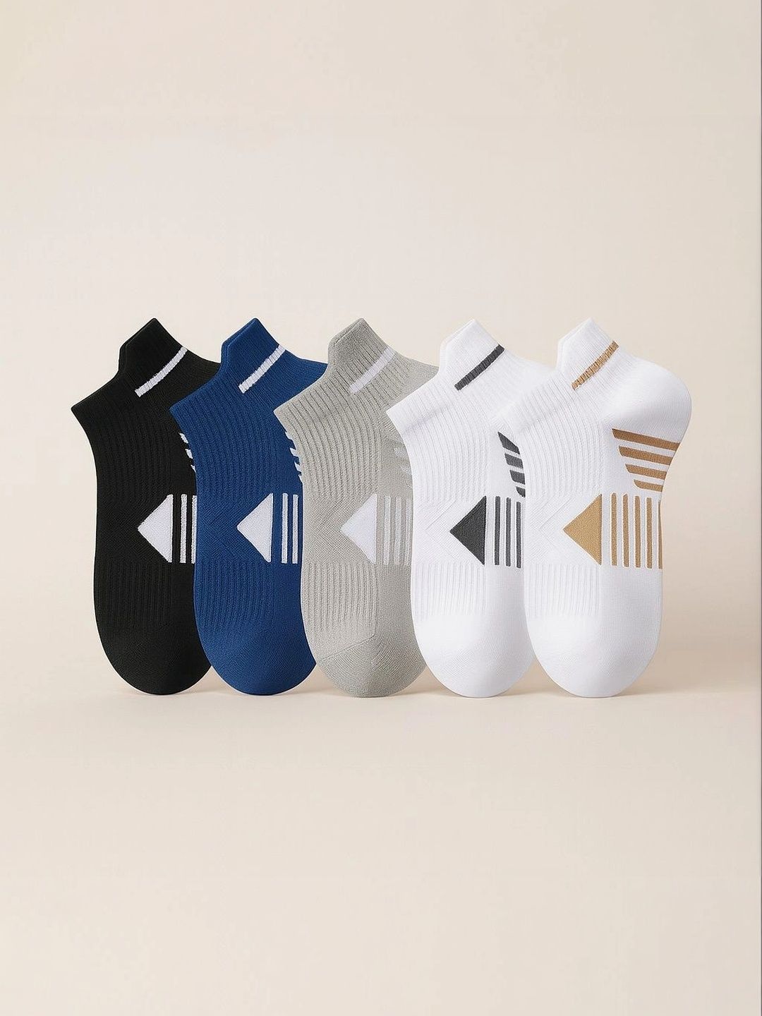 Moda Rapido Men Pack of 5 Cotton Blend Patterned Above Ankle Socks