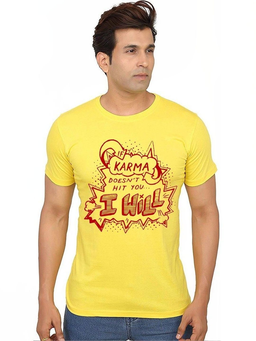 Aseria Men Graphic Printed Round Neck Short Sleeves Cotton T-shirt
