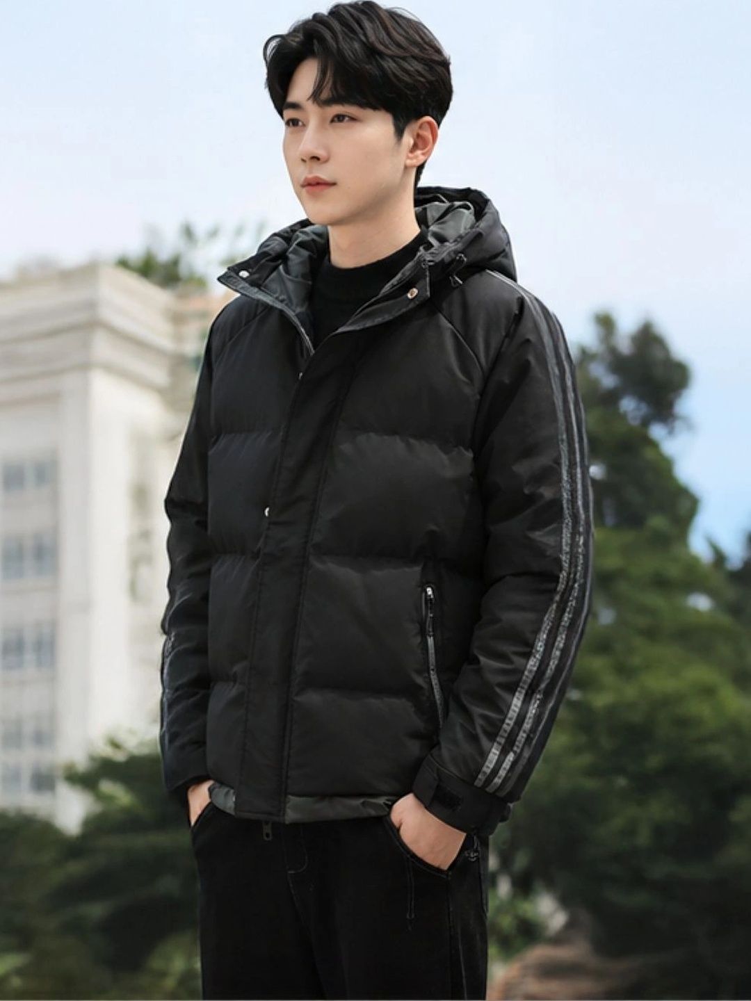 KPOP Hooded Long Sleeves Lightweight Puffer Jacket