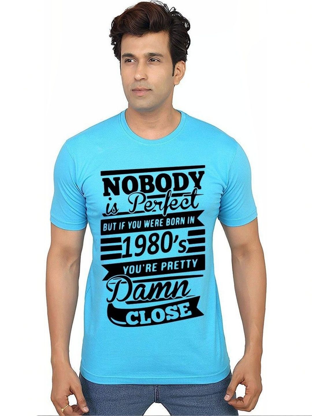 Aseria Men Graphic Printed Round Neck Short Sleeves Cotton T-shirt