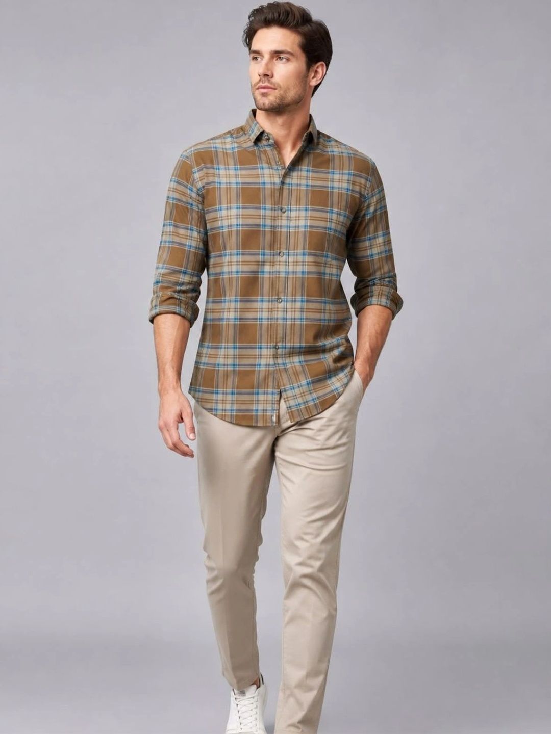 TERROFAB Men Comfort Tartan Checks Checked Casual Shirt
