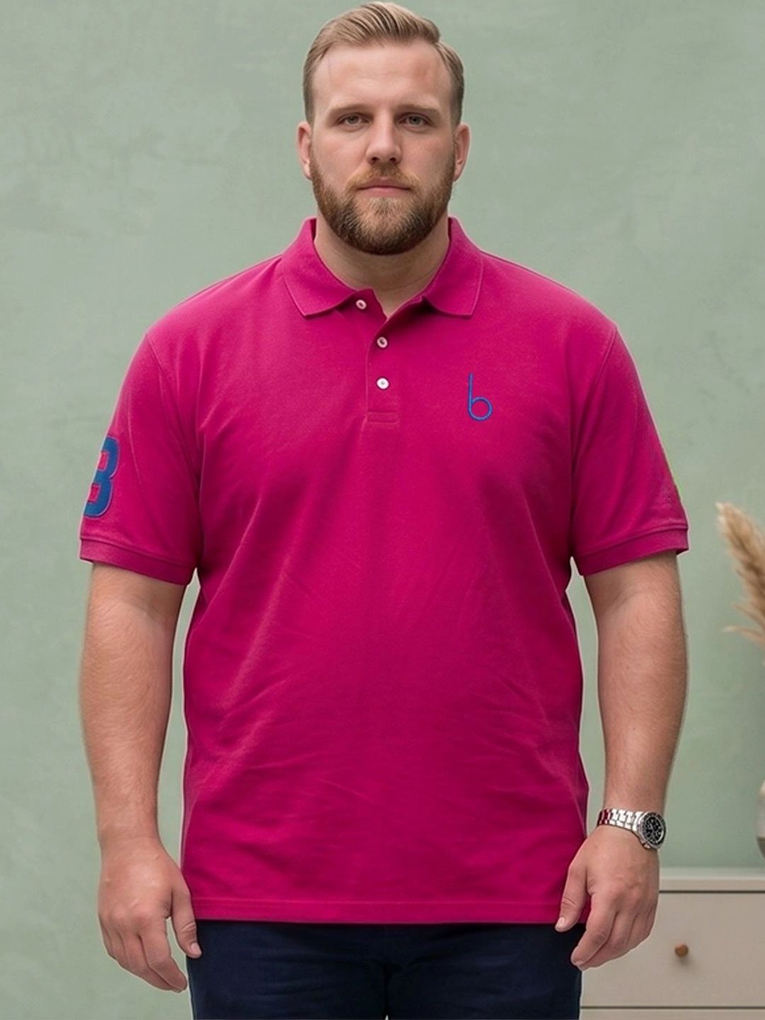 bigbanana Men Plus Size Polo Collar Anti Odour T-shirt