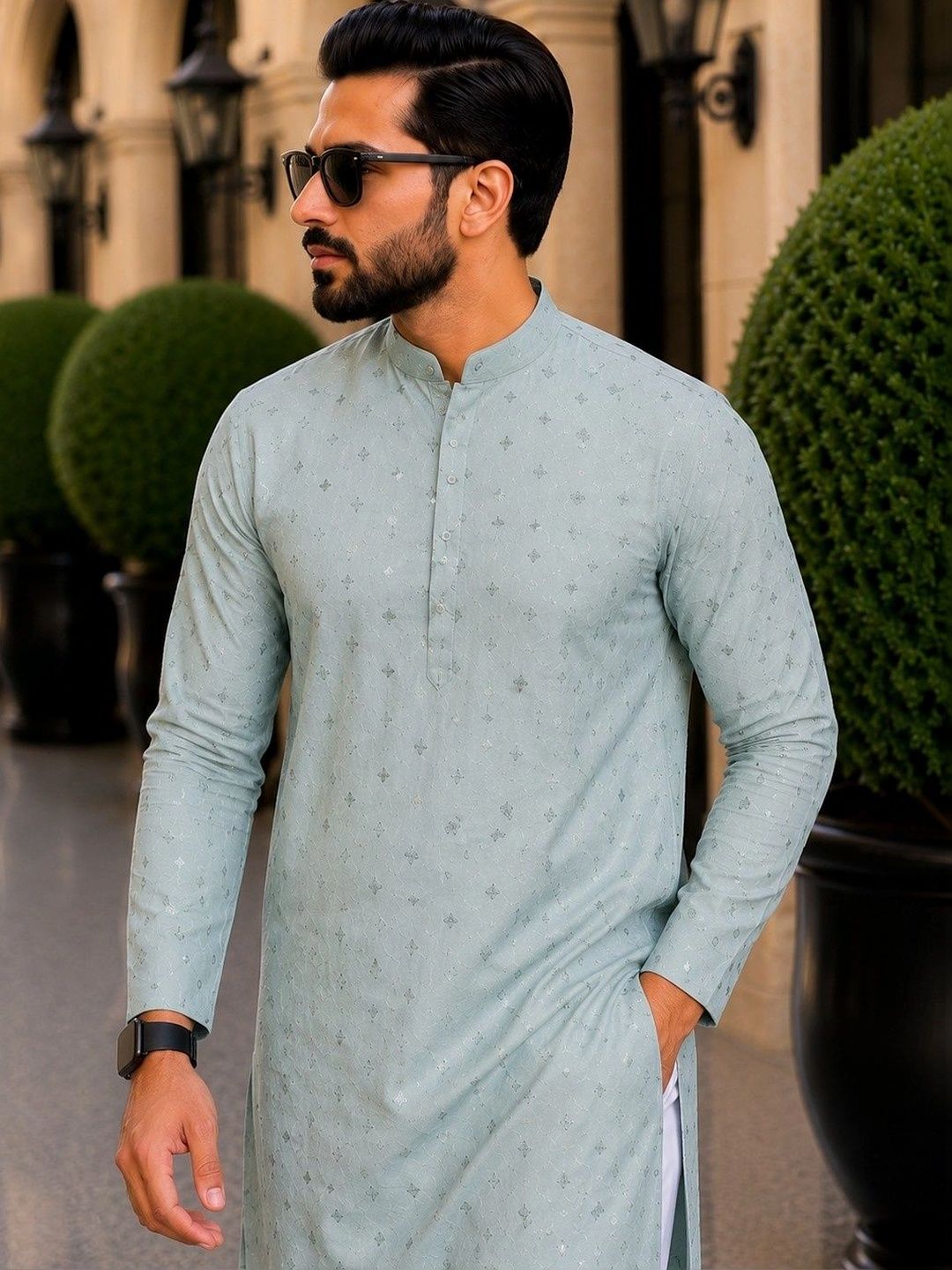 SKYWORRIX Men Geometry printed Kurta