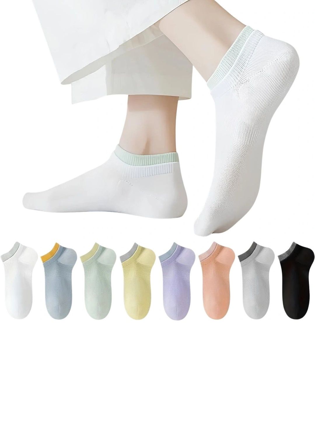Moda Rapido Men Pack of 8 Cotton Blend Colourblocked Ankle Length Socks