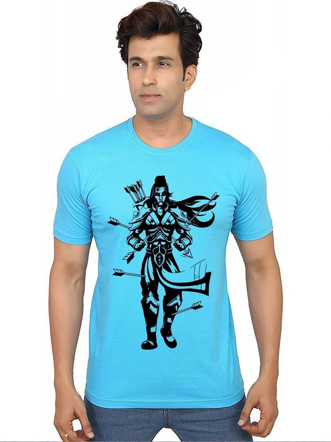 Aseria Men Graphic Printed Round Neck Short Sleeves Cotton Regular Fit T-shirt