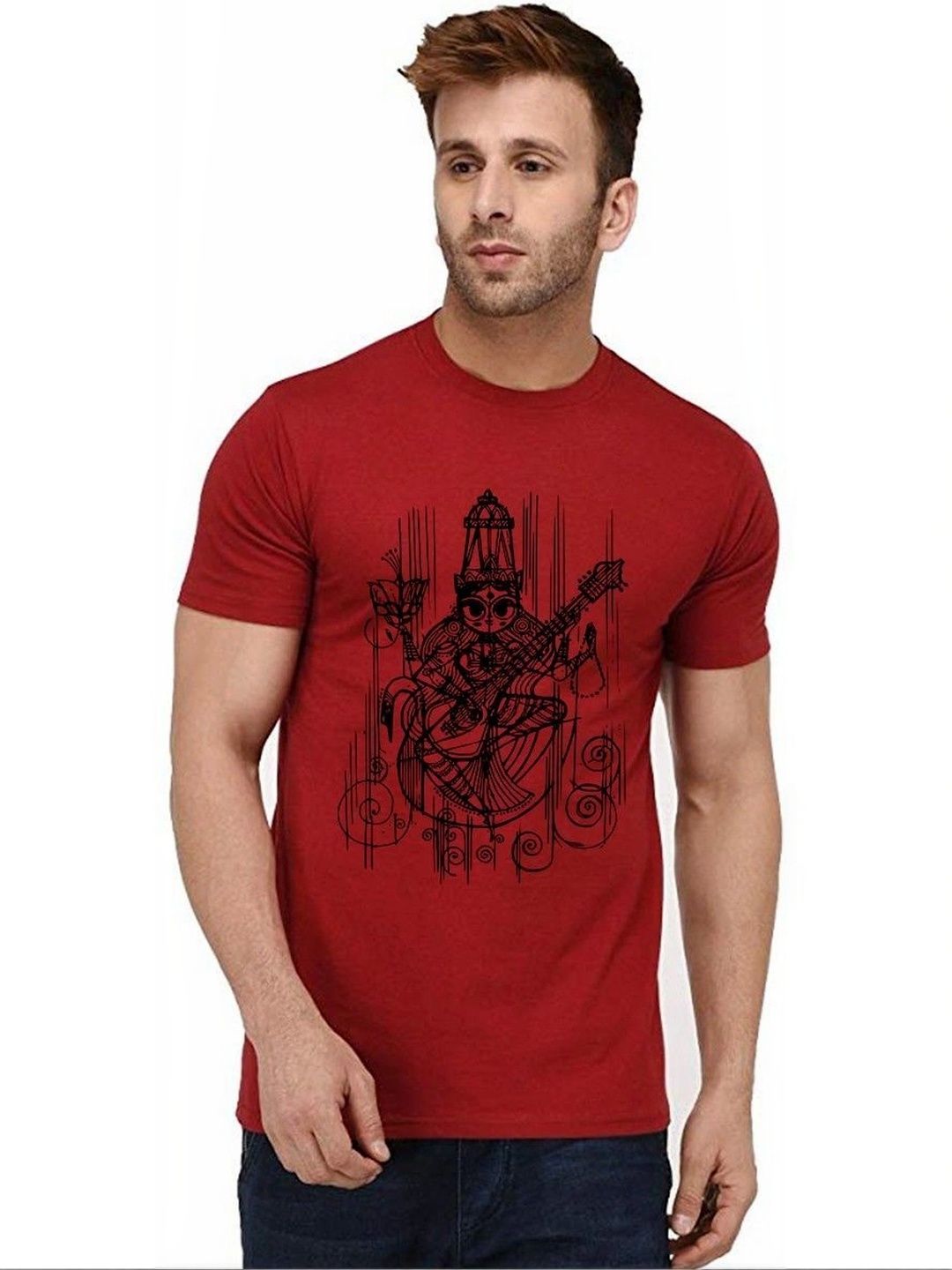 Aseria Graphic Printed Round Neck Short Sleeves Cotton Regular Fit T-shirt