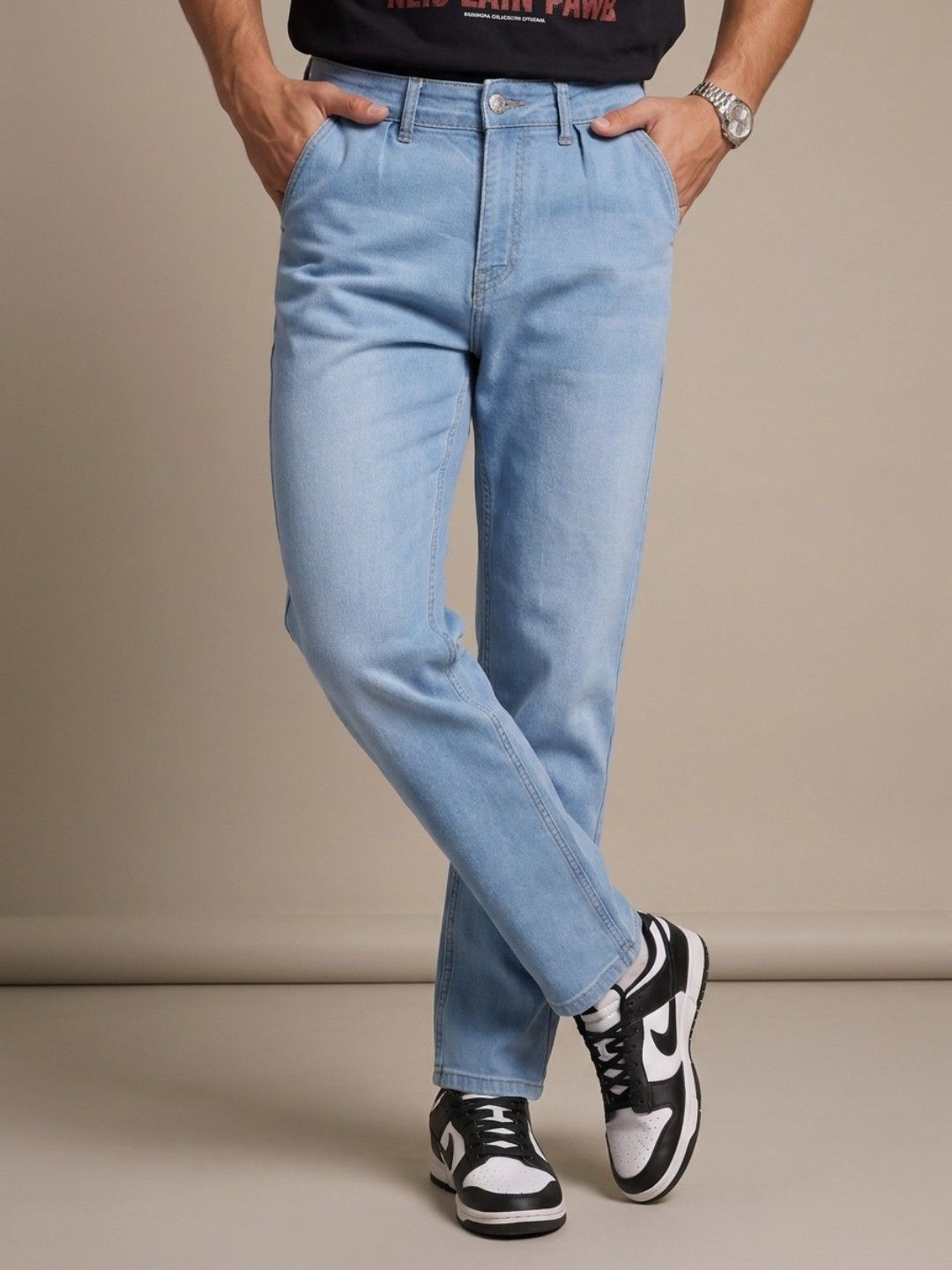glitchez Men Regular Fit Mid-Rise Light Fade Stretchable Jeans