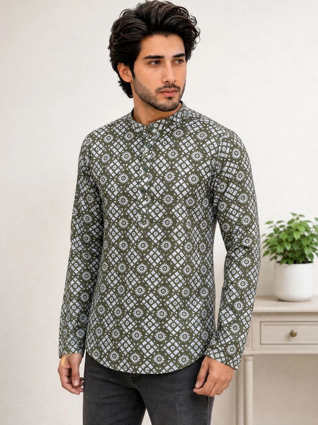Moda Rapido Men Geometric Printed Kurta