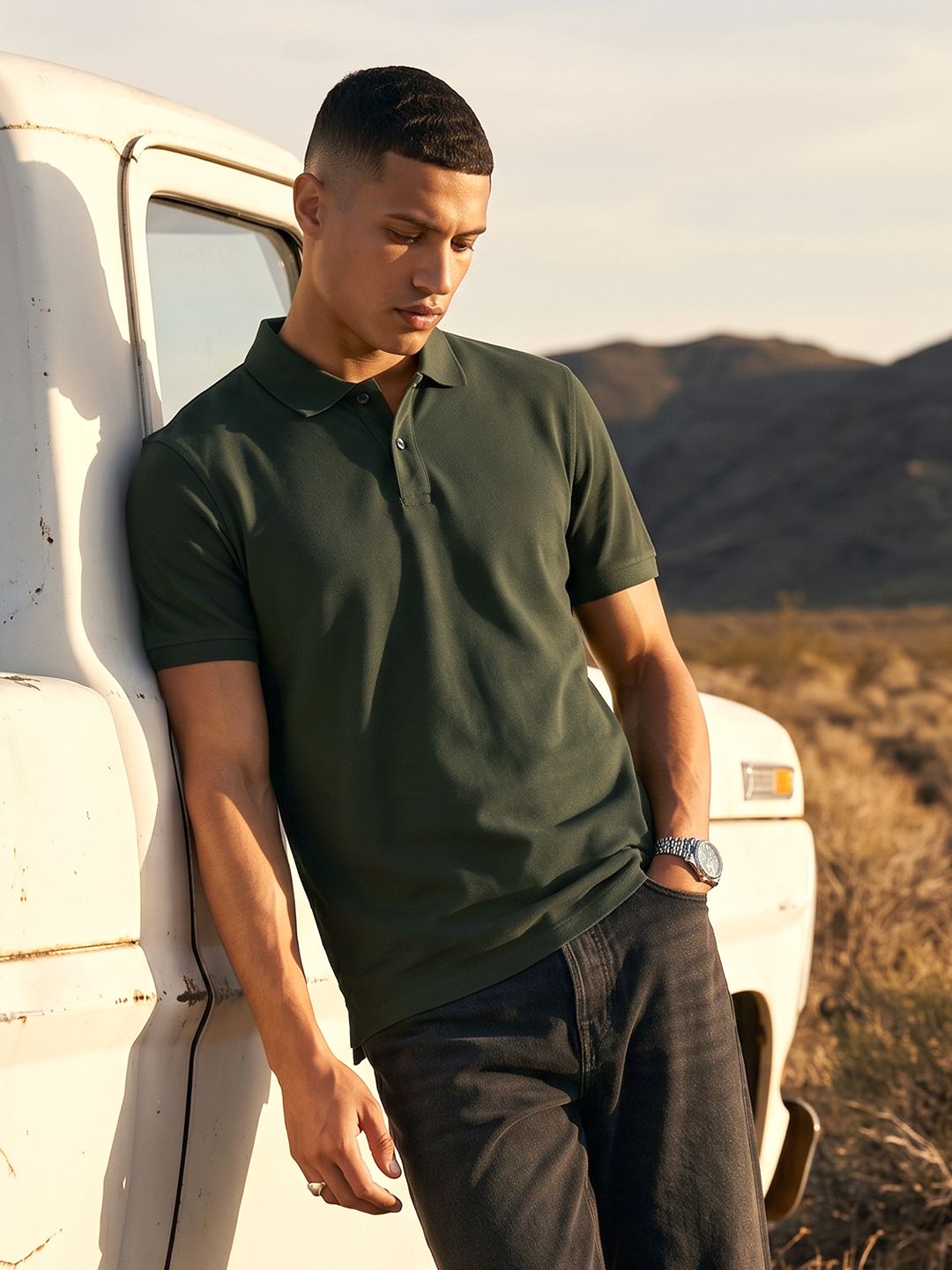 The Roadster Life Co. Polo Collar Pure Cotton T-shirt