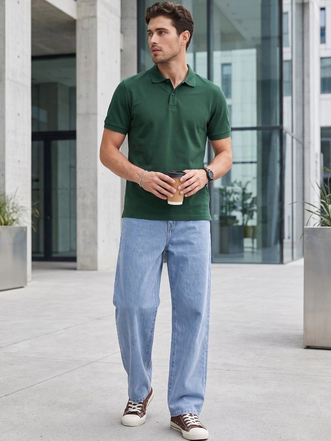 glitchez Men Relaxed Fit Mid-Rise Stretchable Jeans