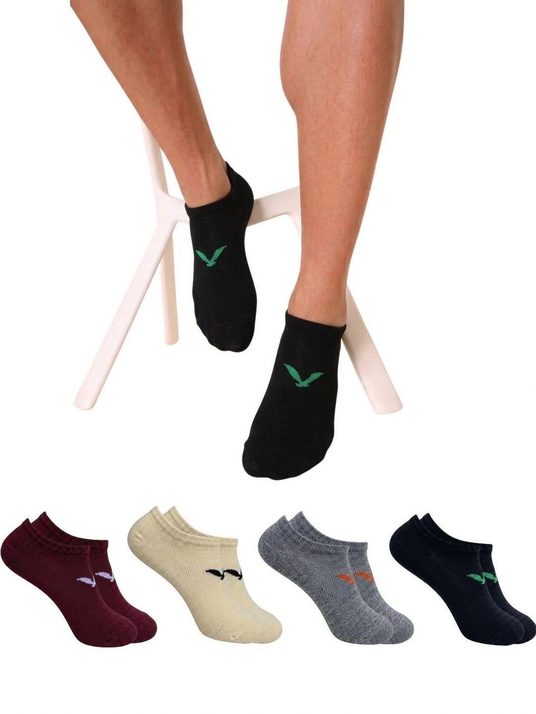 TREERANGA Men Pack of 4 Cotton Ankle Length Socks
