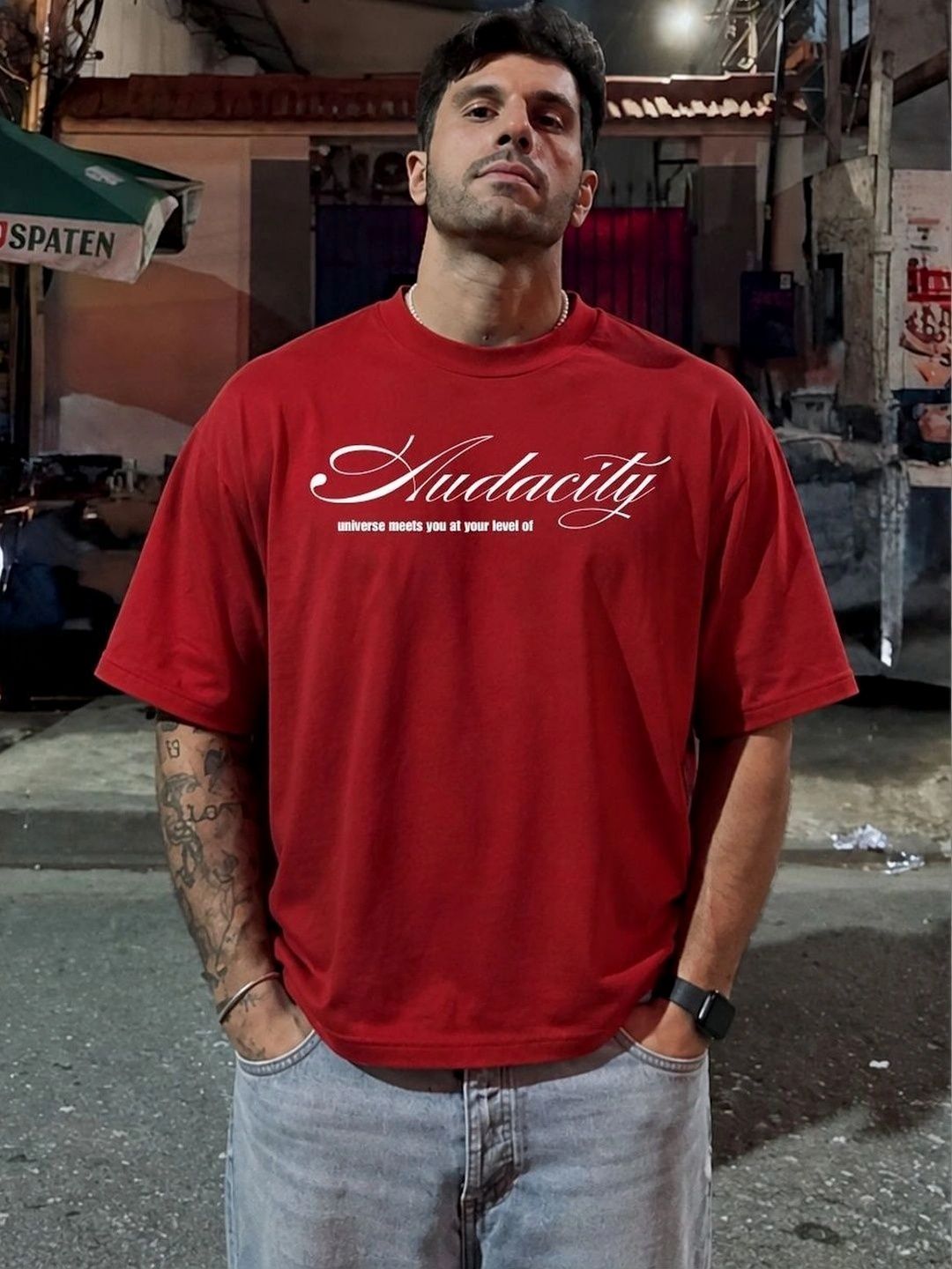 THE NOX Men Typography Printed Bio Finish Boxy T-shirt
