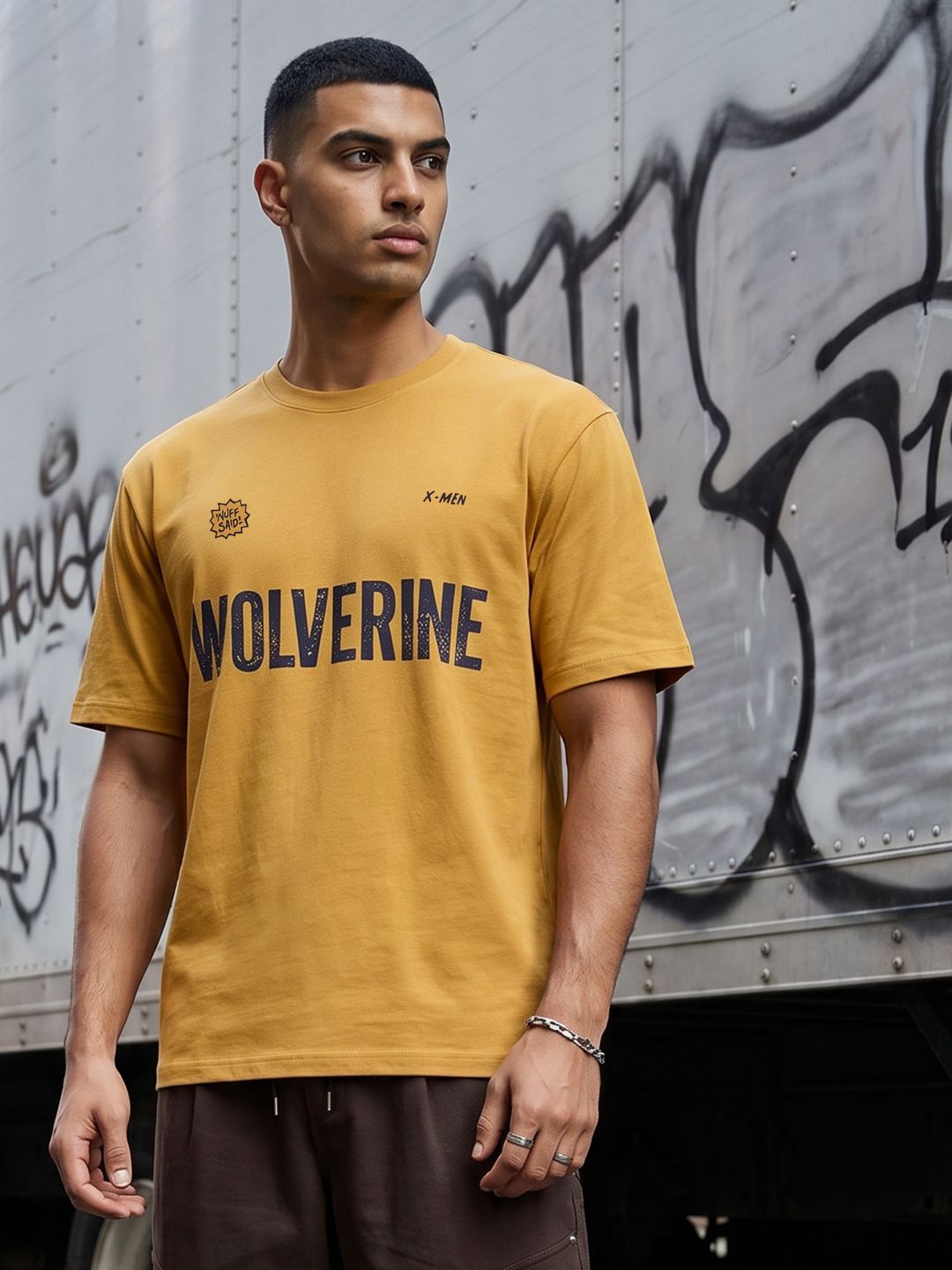 MARVEL STREET Oversized Wolverine Printed Pure Cotton T-shirt