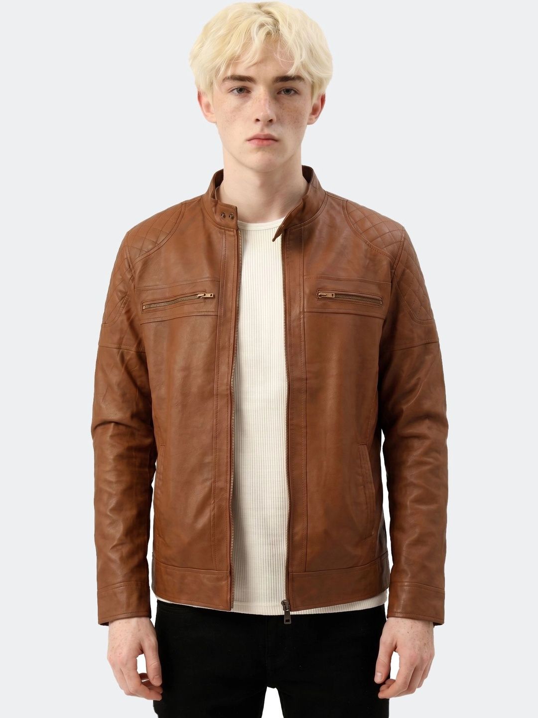 Leather Retail Men Outdoor Leather Jacket
