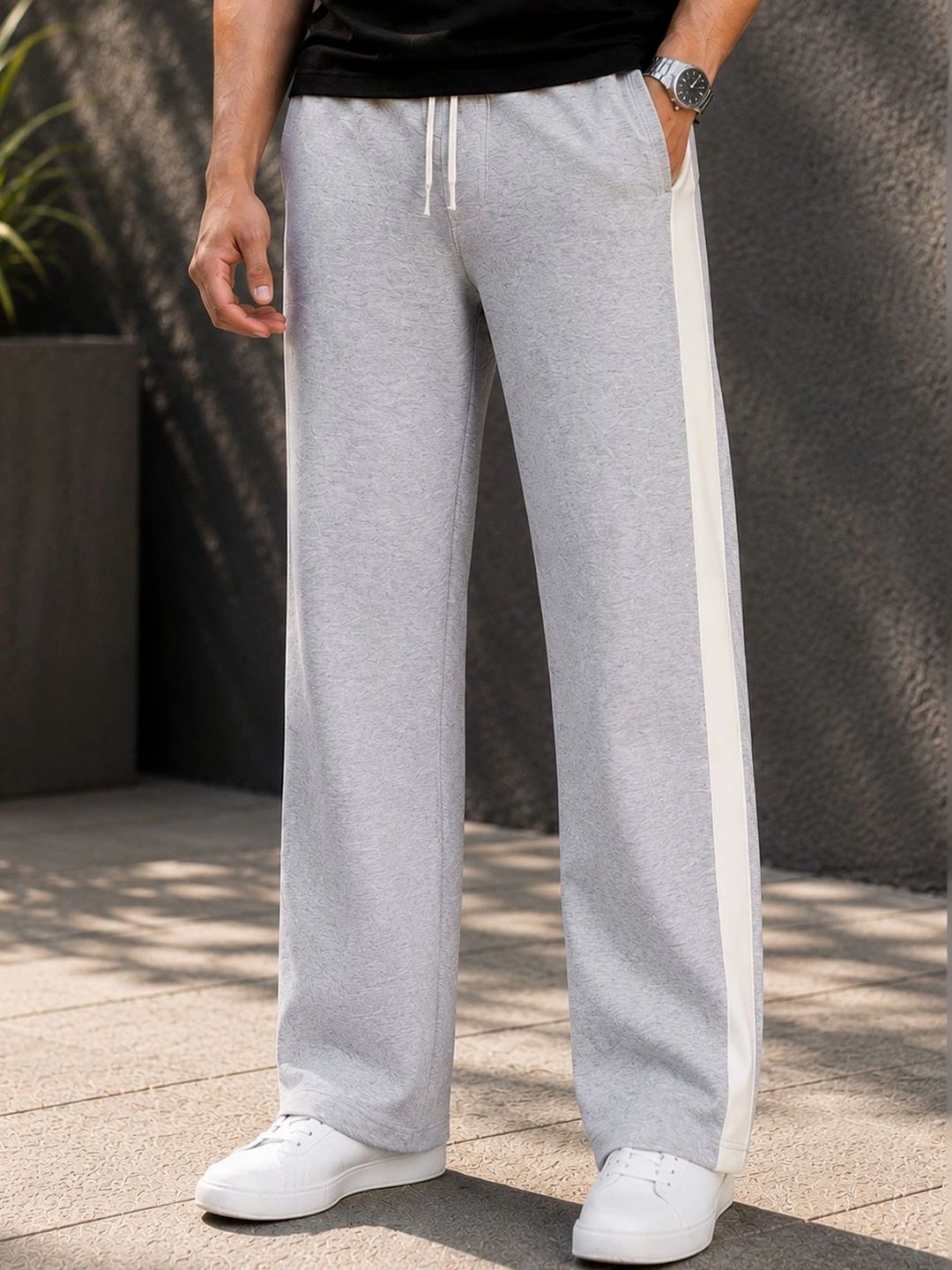 RETWE Men Relaxed Fit Zipper Pocket Track Pants