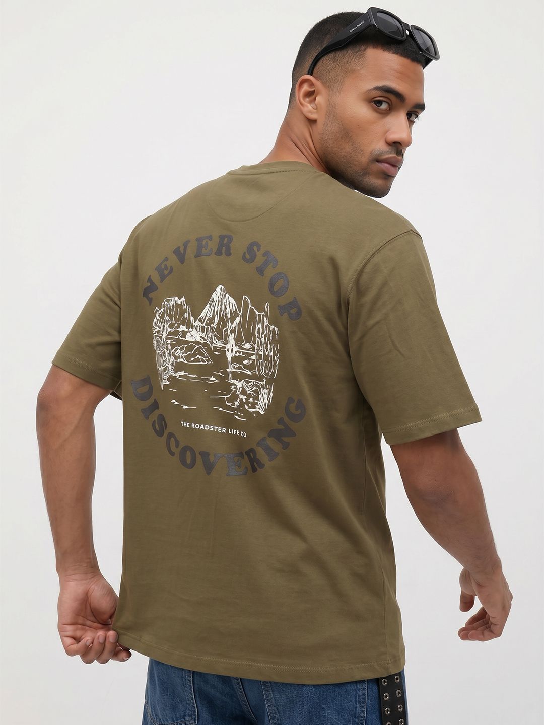 The Roadster Life Co. Relaxed Fit Printed Pure Cotton T-shirt