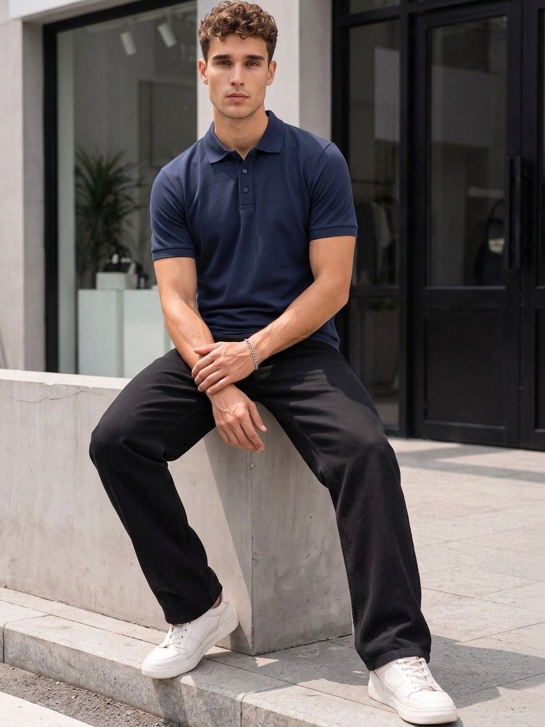 glitchez Men Relaxed Fit Mid-Rise Stretchable Jeans