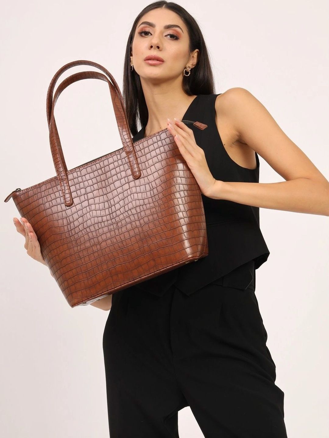 Structured Tote Bag THE GUSTO Animal Textured Oversized Structured Tote Bag