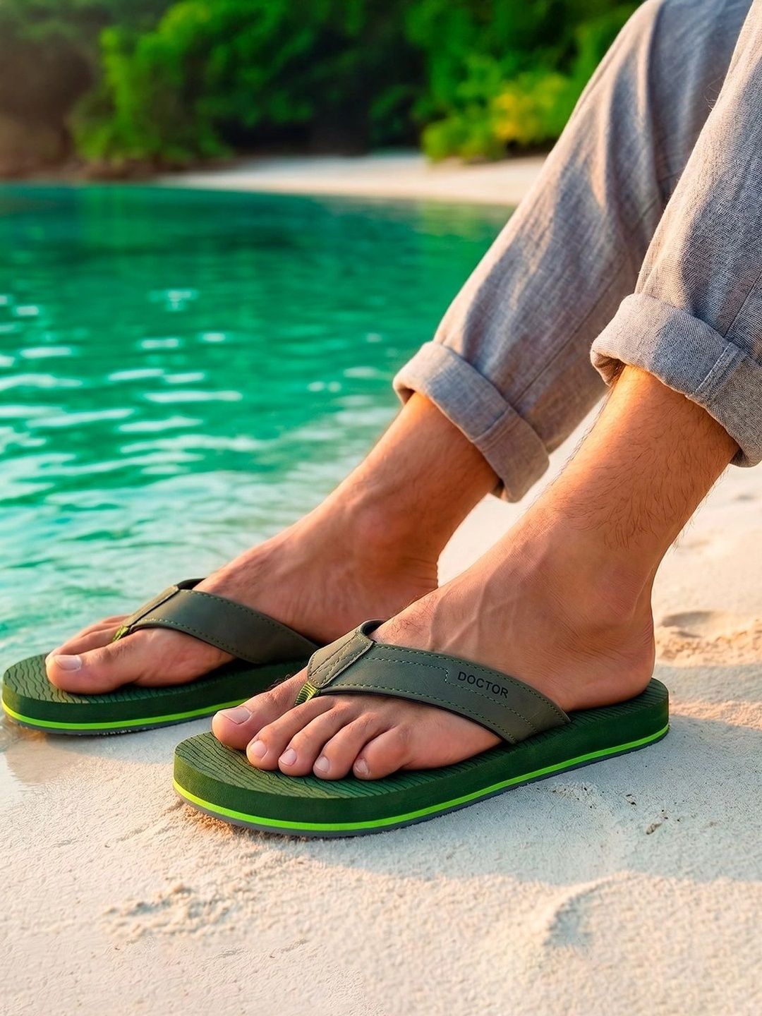DOCTOR EXTRA SOFT Men Printed Rubber Comfort Thong Flip-Flops