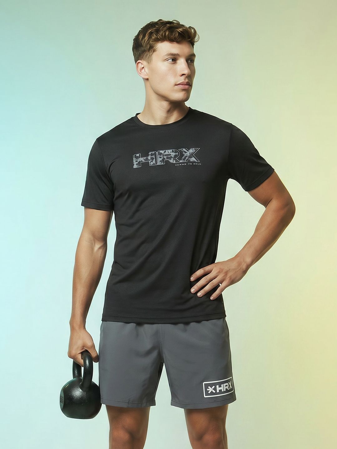 HRX by Hrithik Roshan Brand Logo Printed Rapid Dry Training T-shirt