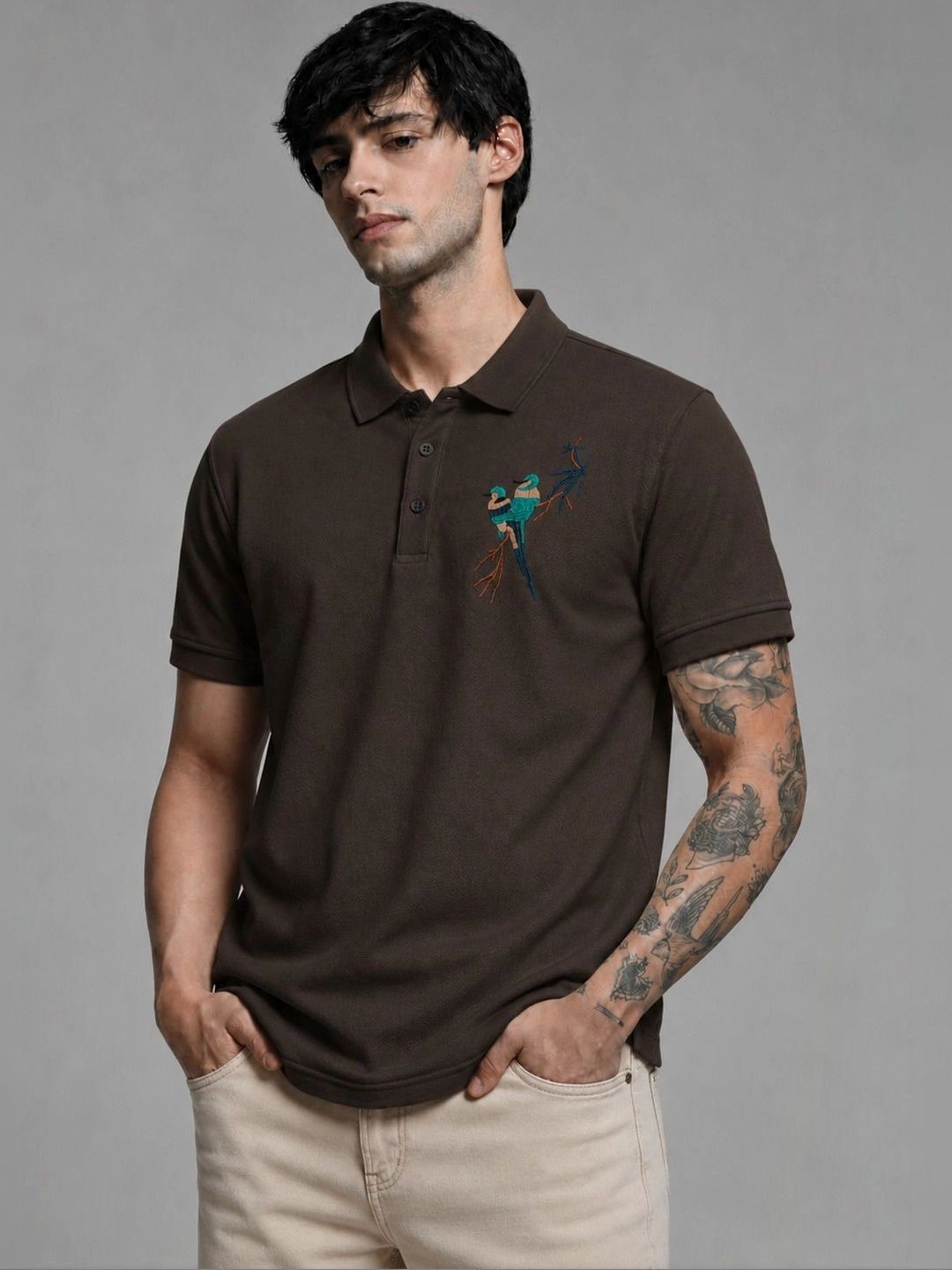 COMBRAIDED Men Polo Collar T-shirt