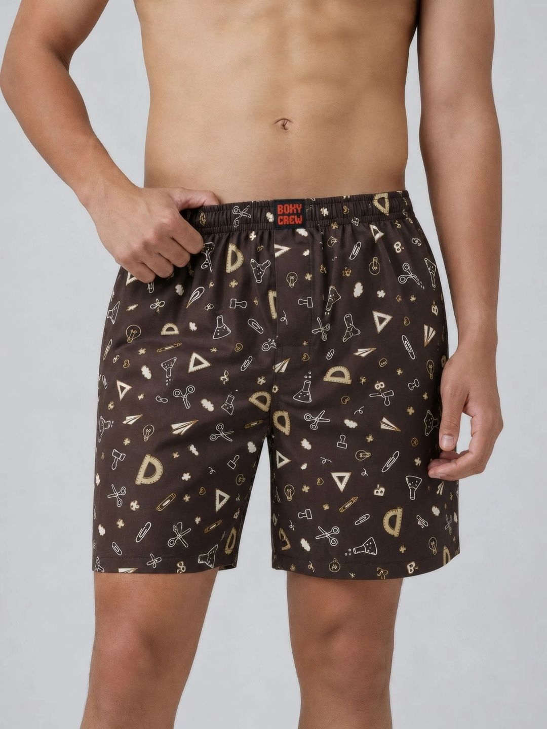Boxy Crew Mid-Rise Printed Pure Cotton Inner-Elasticated Boxers