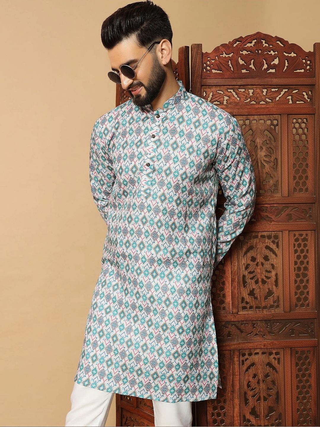 Dincharya Men Geometric Printed Kurta